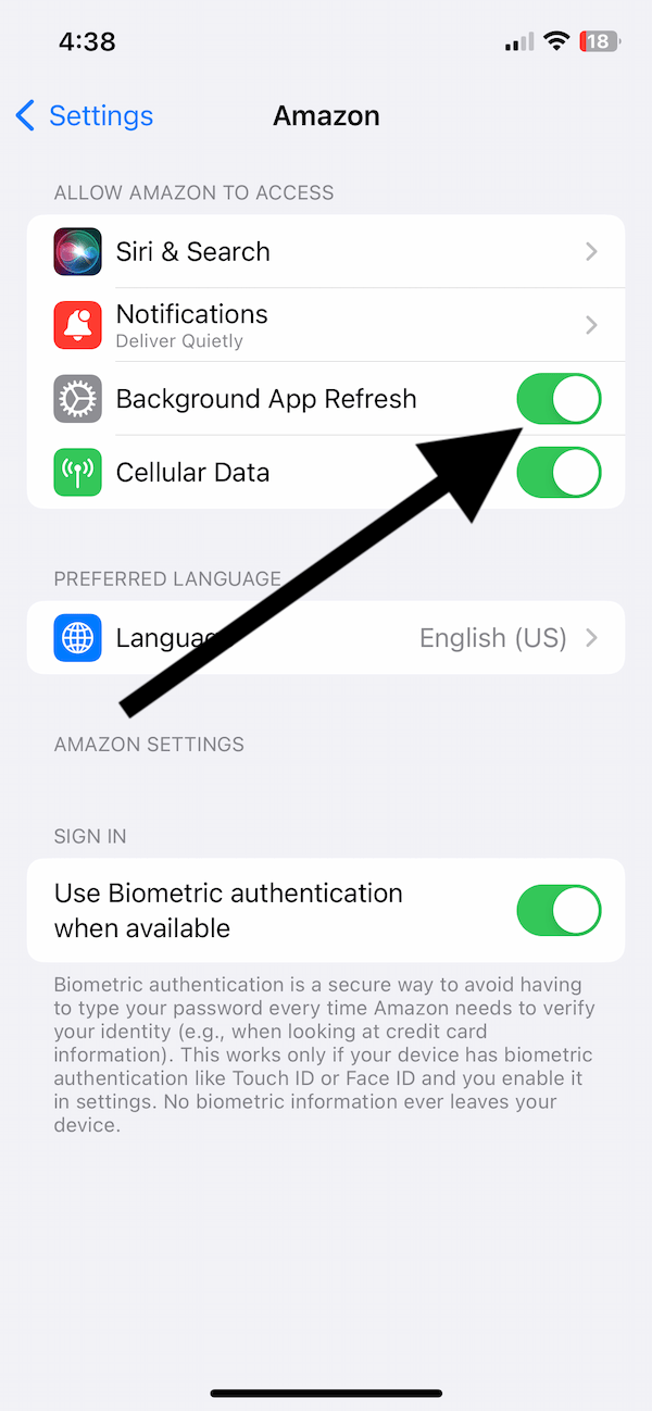 App Settings screenshot