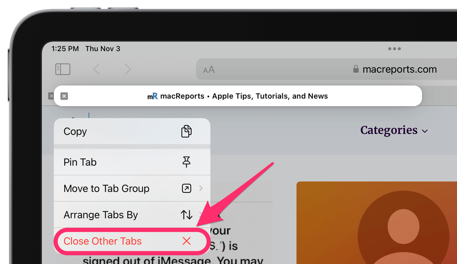 close other tabs