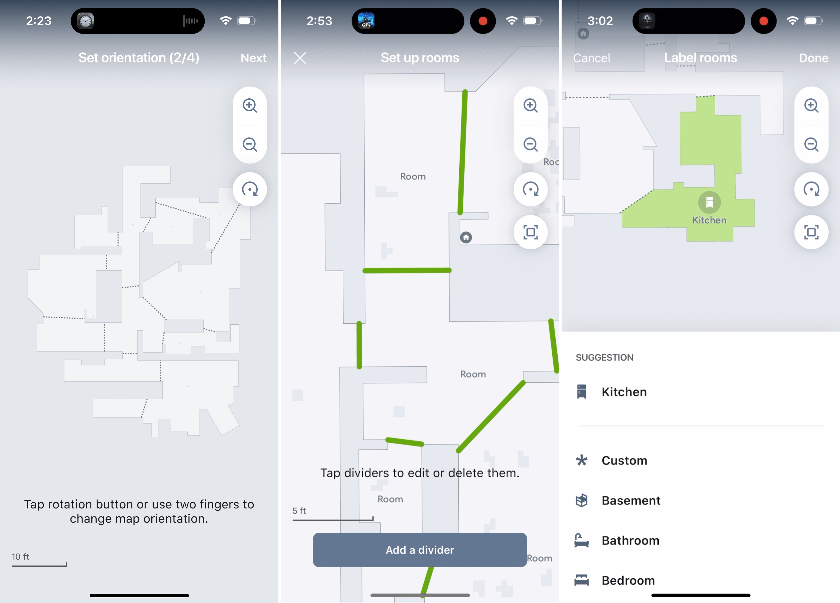 rotate map, edit and name rooms on map