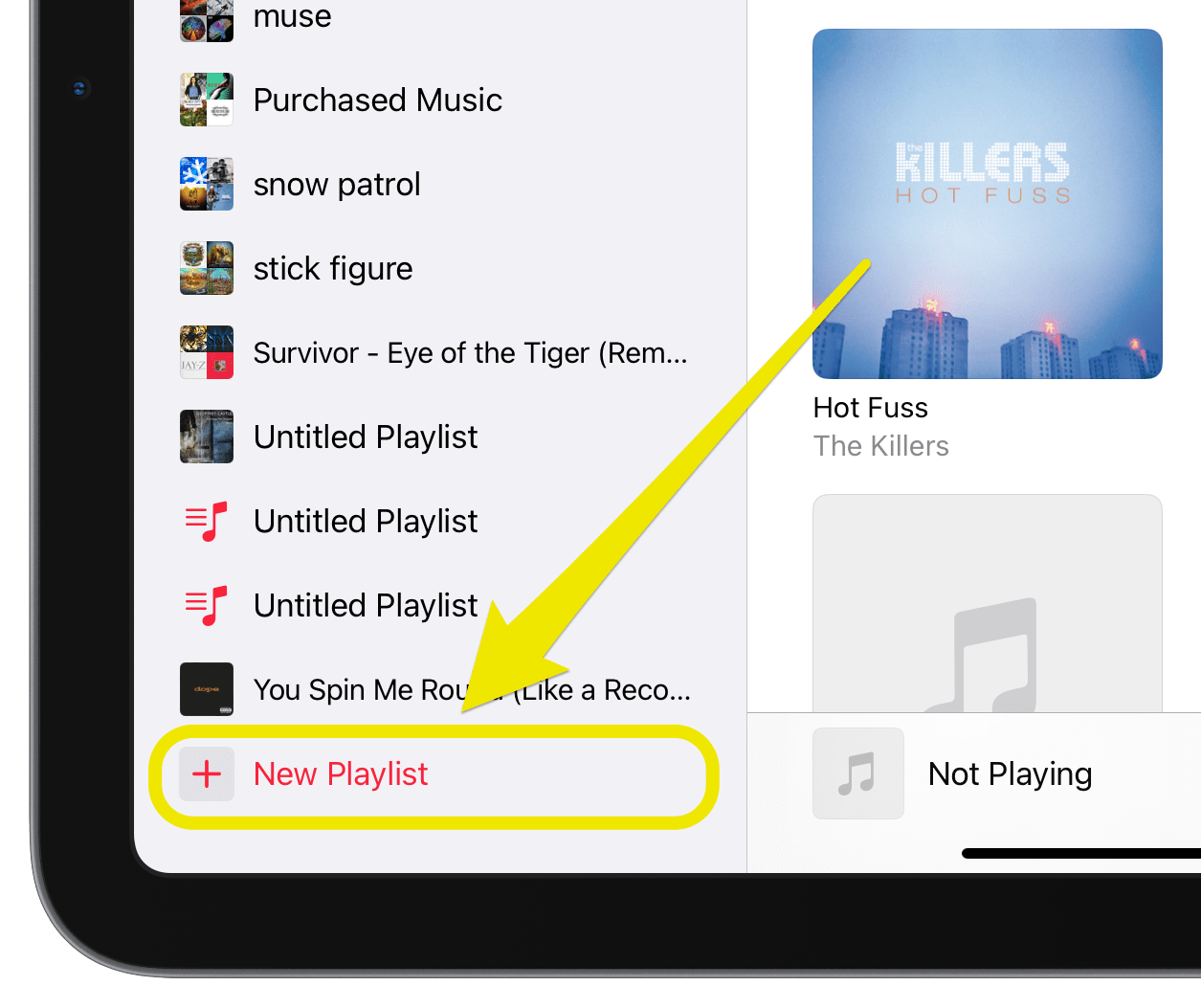 new playlist on iPad