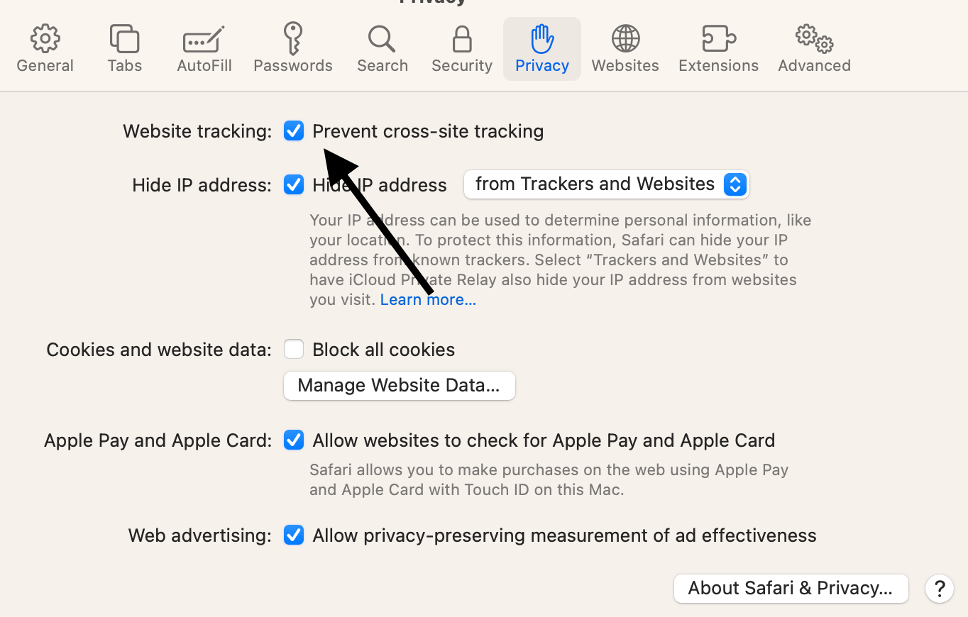 Habilitar o deshabilitar la opción en Mac