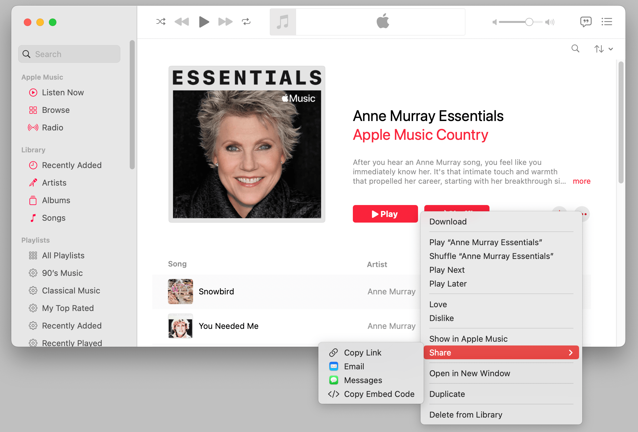 share playlist on Mac