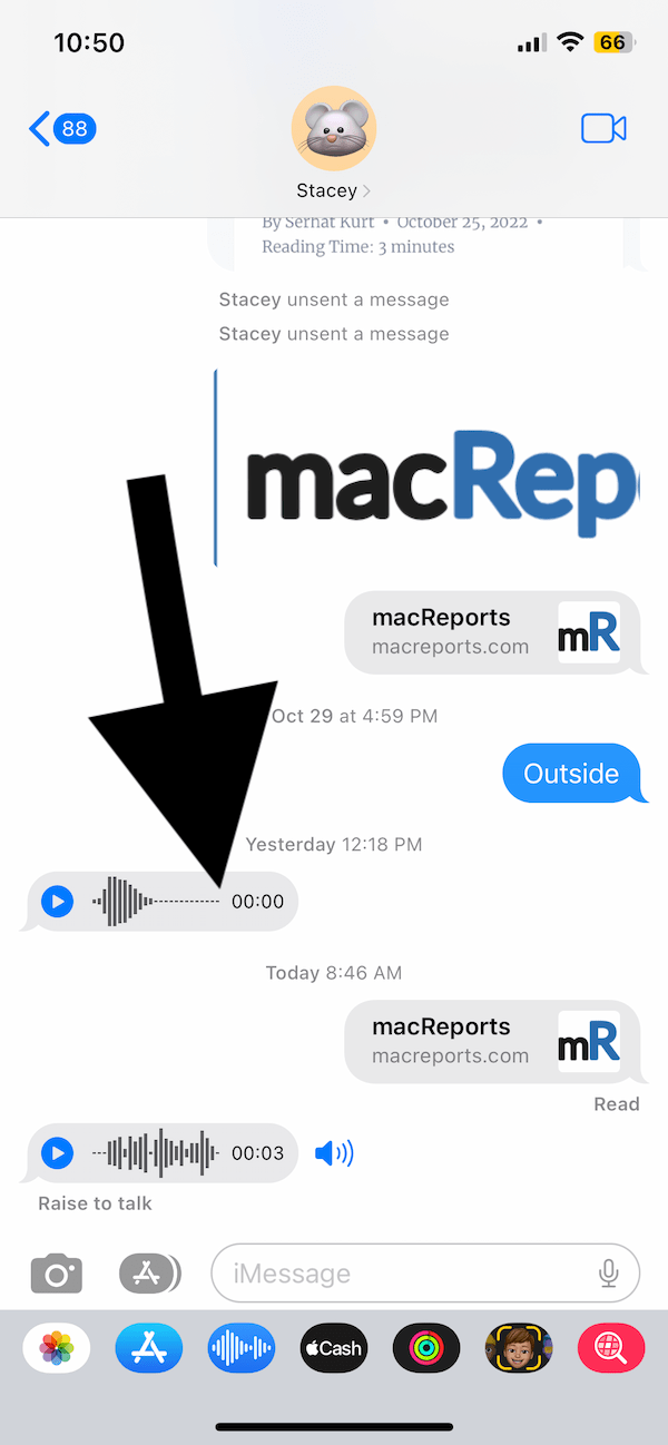 Voice Memos in the Messages app