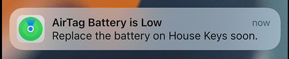 AirTag battery low notification