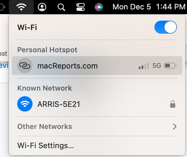 Connect to hotspot