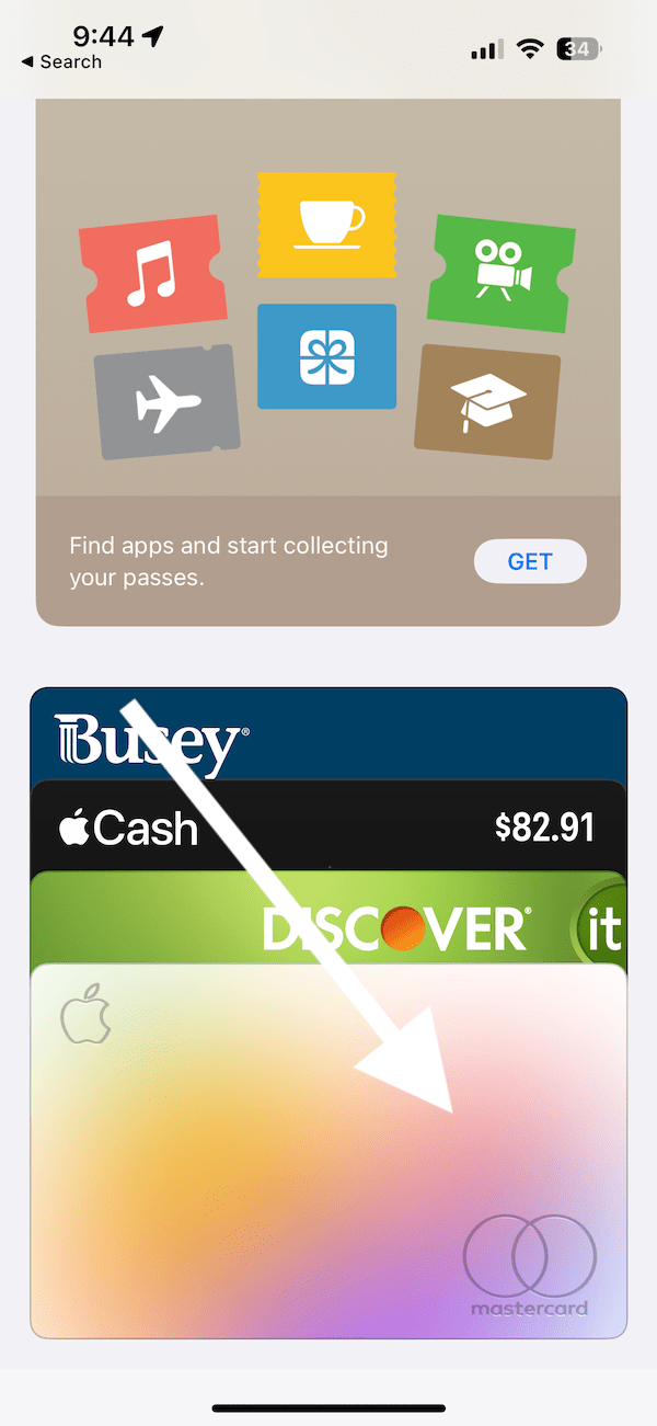 Wallet app on iPhone