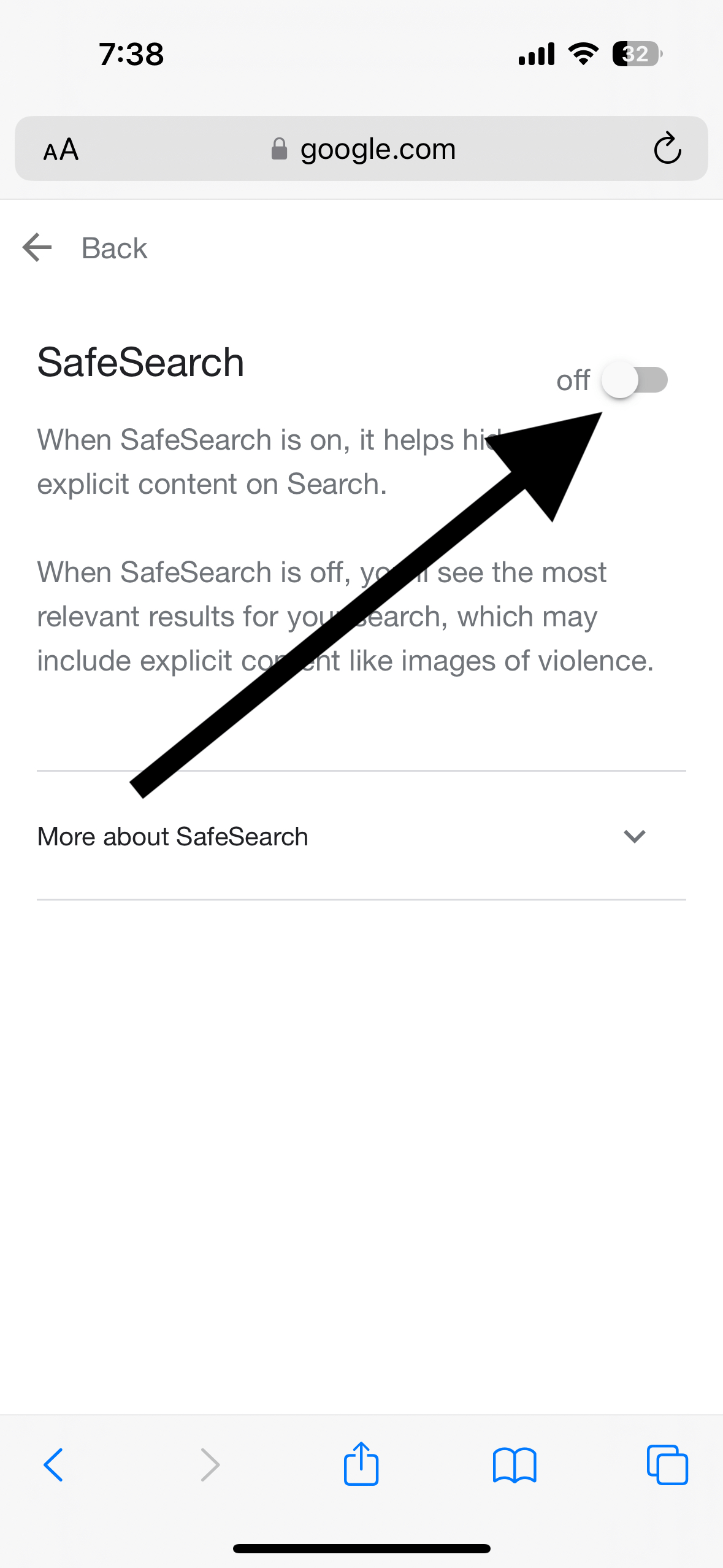 Turn off SafeSearch
