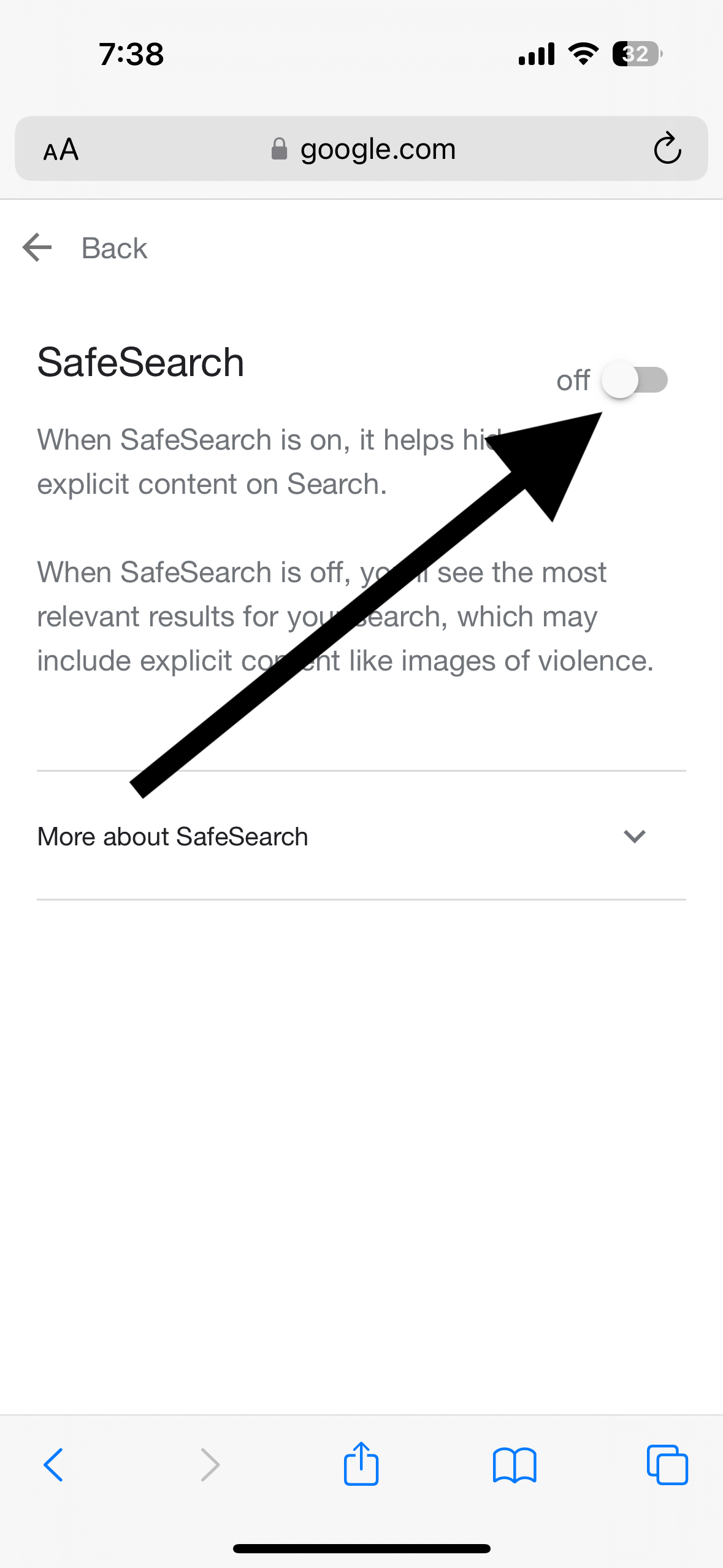 deactivate safesearch safari