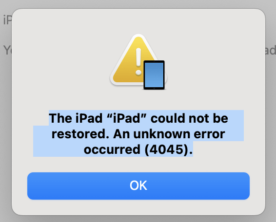 iPad restore error4045