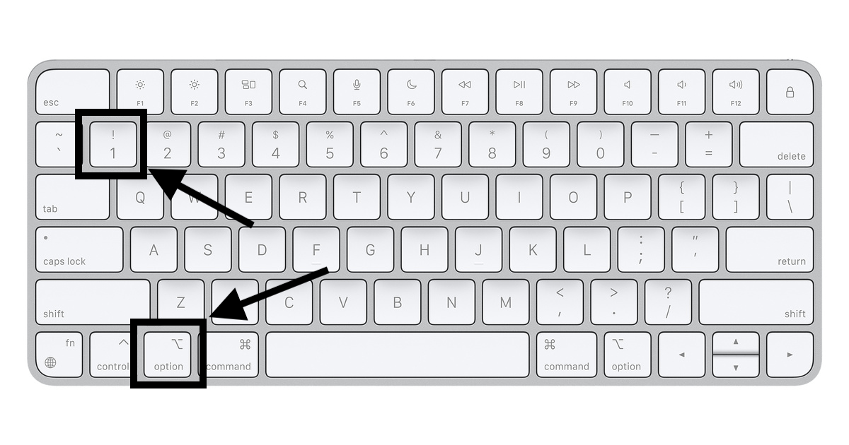 Keyboard keys Alt Option and 1