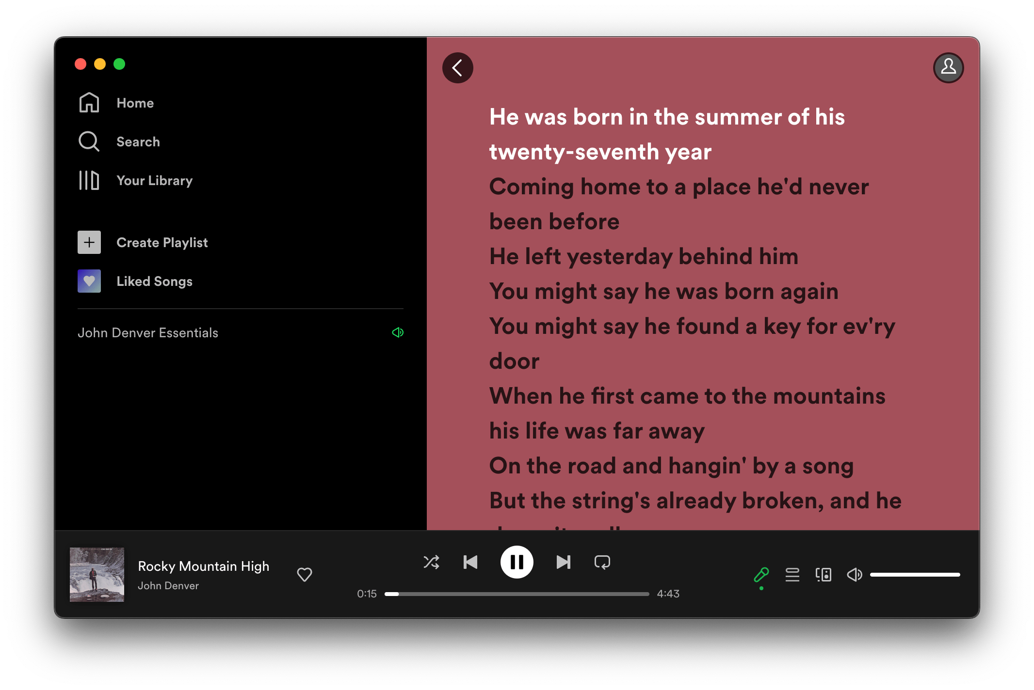 Spotify lyrics on Mac