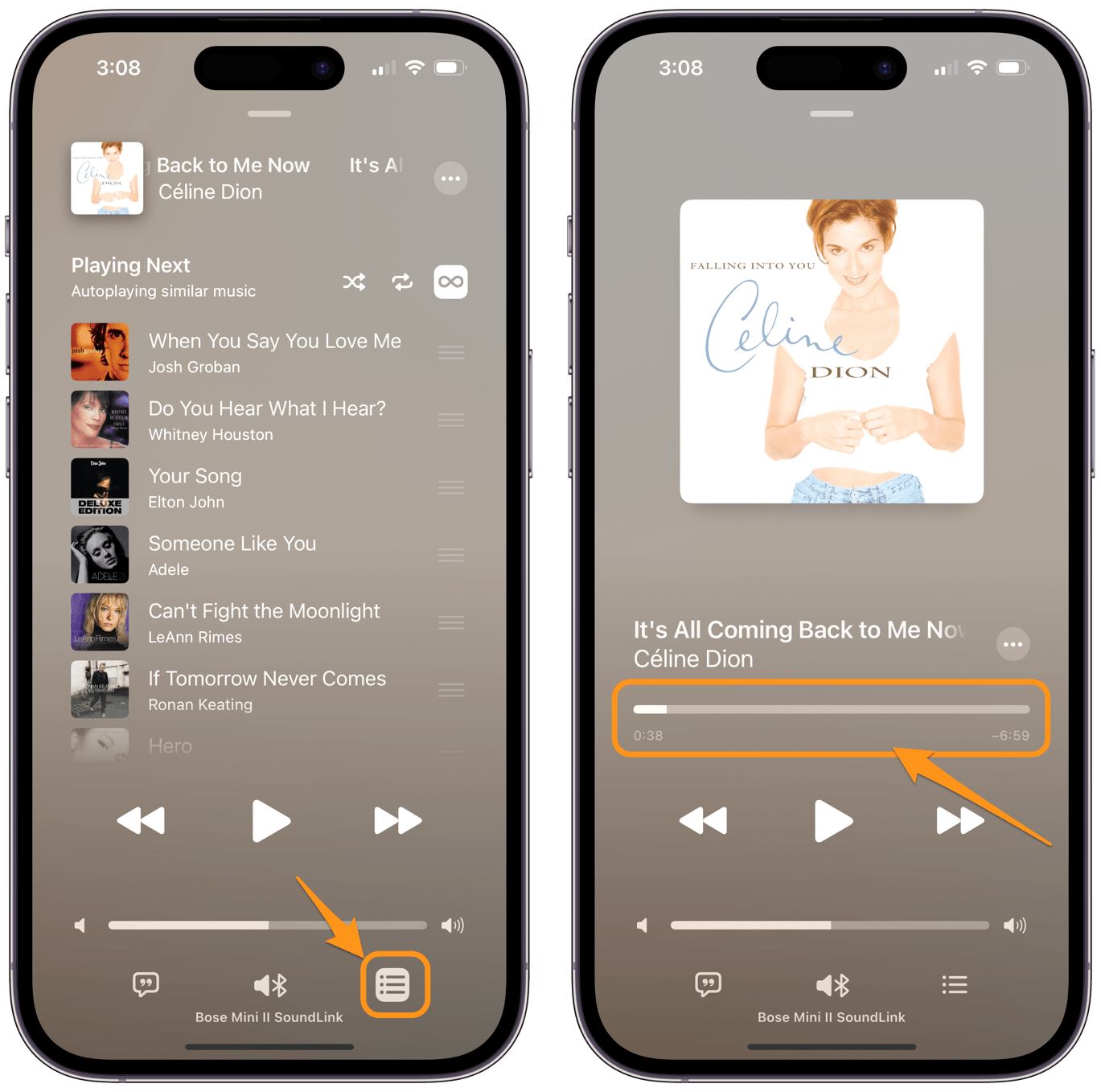 progress bar in Apple Music on iPhone