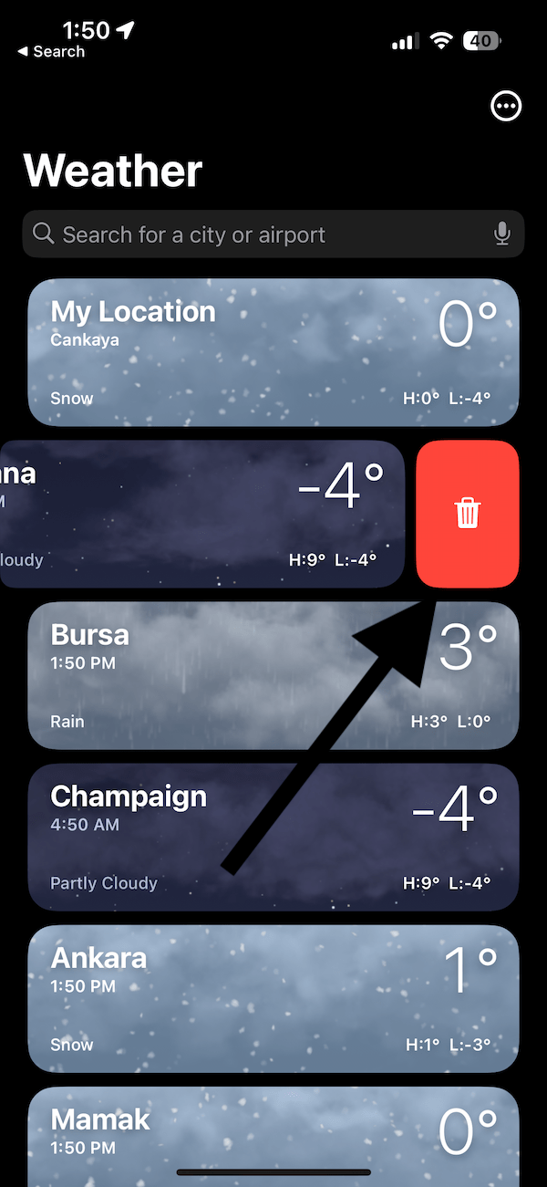 Delete Locations in Weather