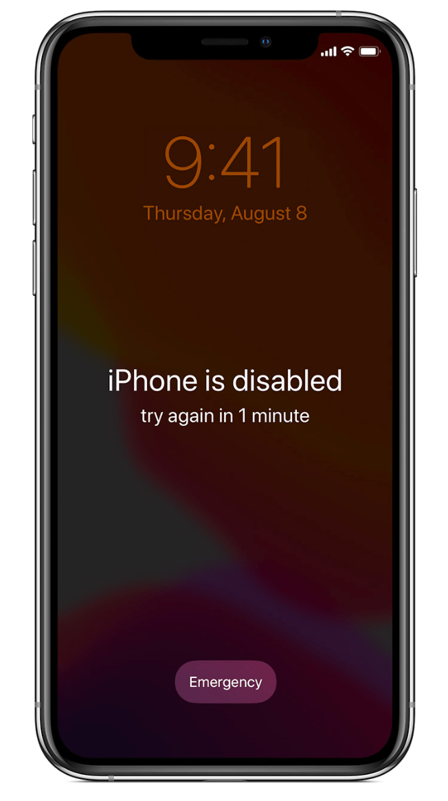 iPhone is disabled message