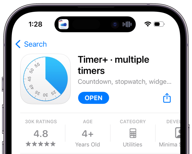 timer+ app in the App Store