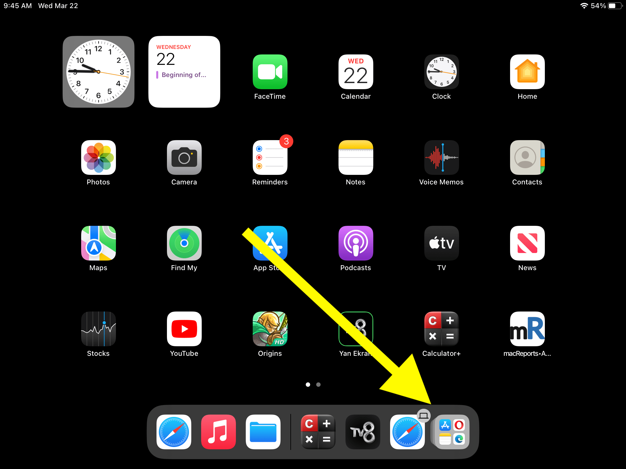 iPad App Library icon in Dock