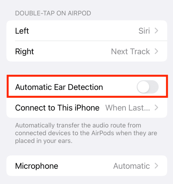 Automatic Ear Detection button