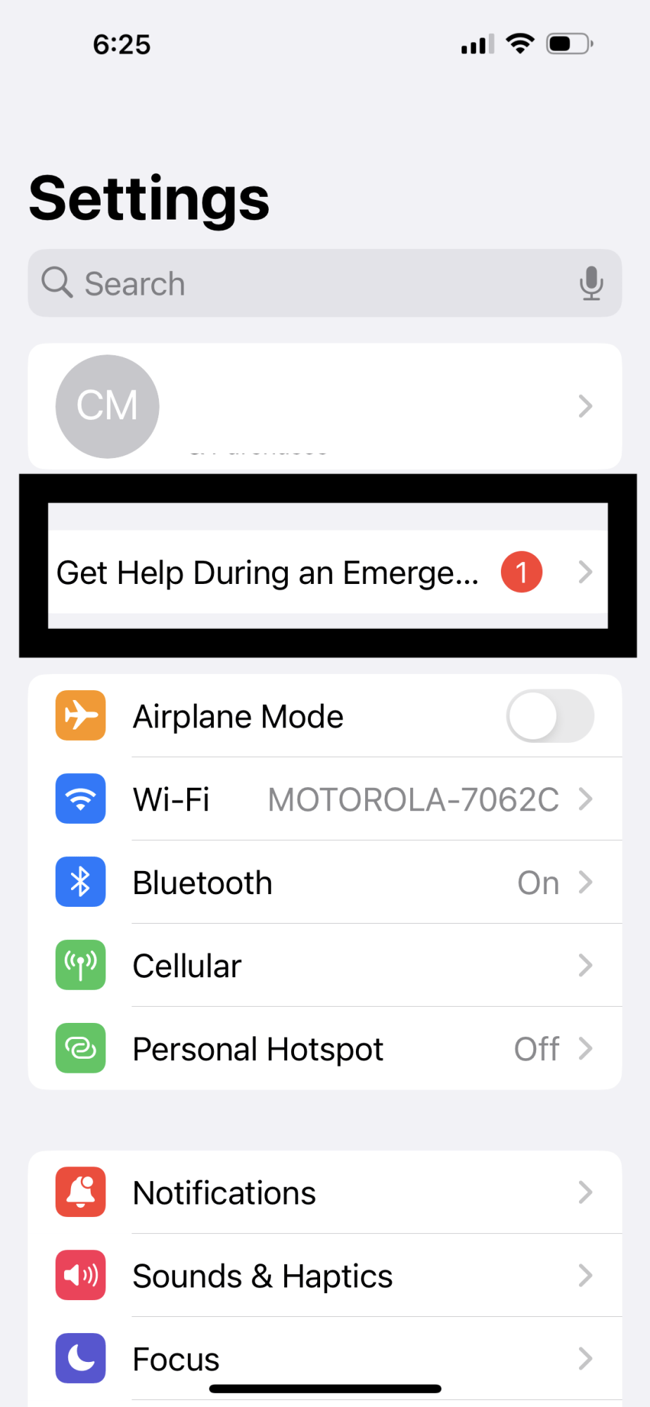get help during an emergency in settings on iPhone