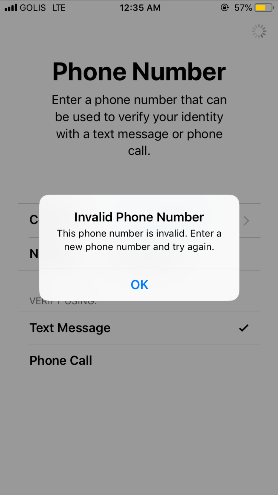 apple pay says my phone number is invalid