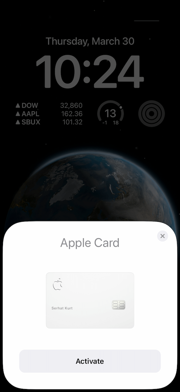 Activate Apple Card notification on iPhone