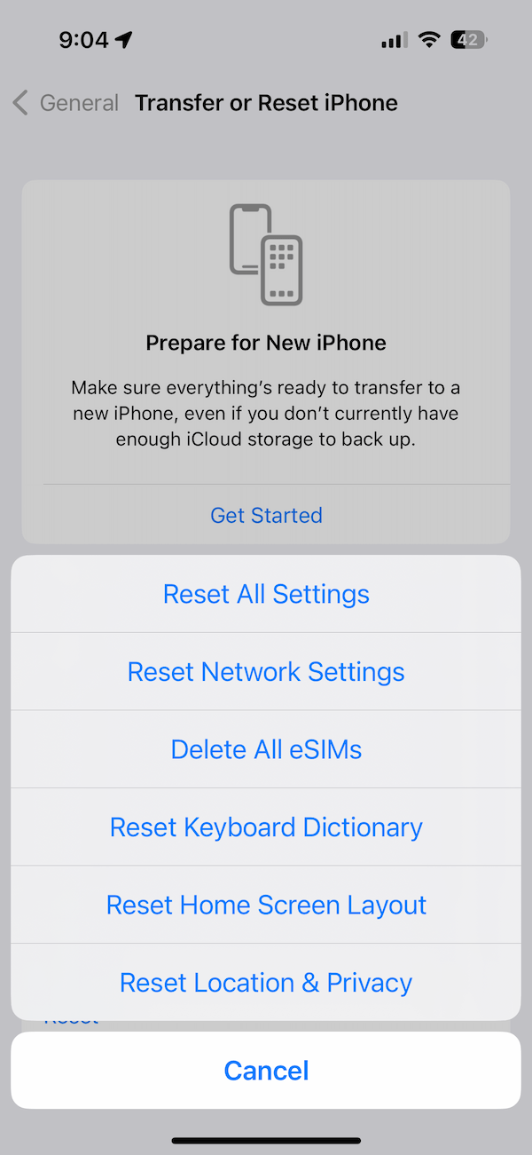 Reset Network Settings on iPhone