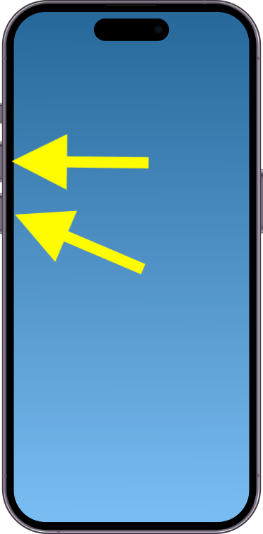 An iPhone image showing the Volume Up and Down buttons