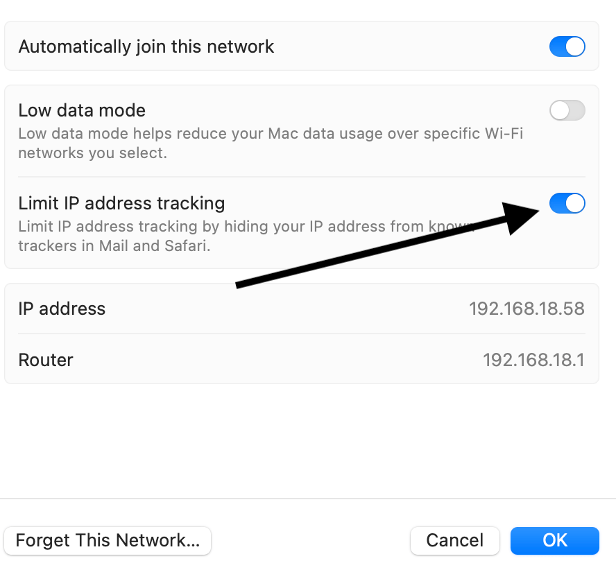 Limit IP address tracking