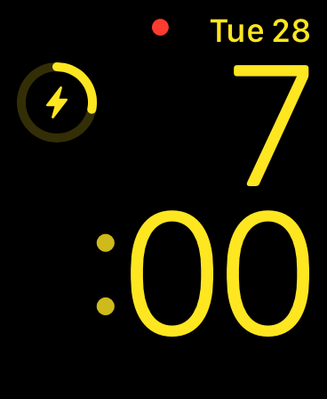 Apple Watch charging screen while in Low Power Mode.