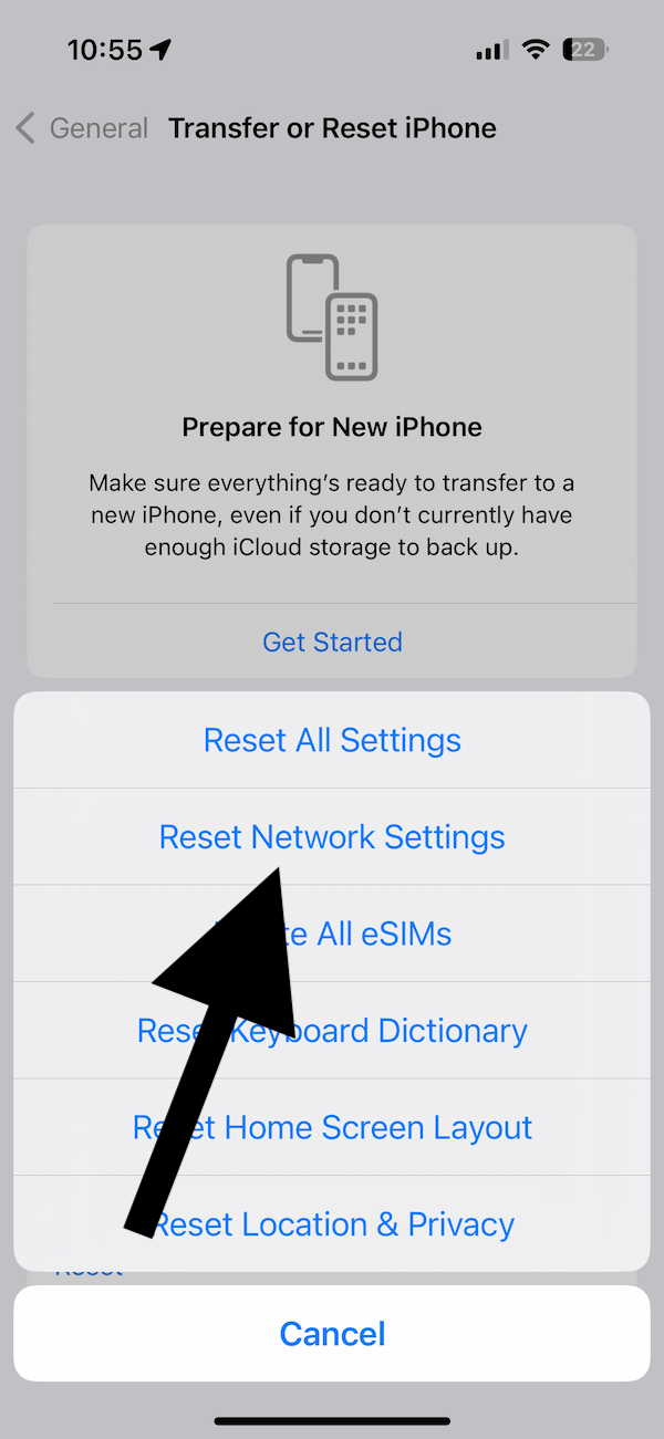 Reset Network Settings on iPhone