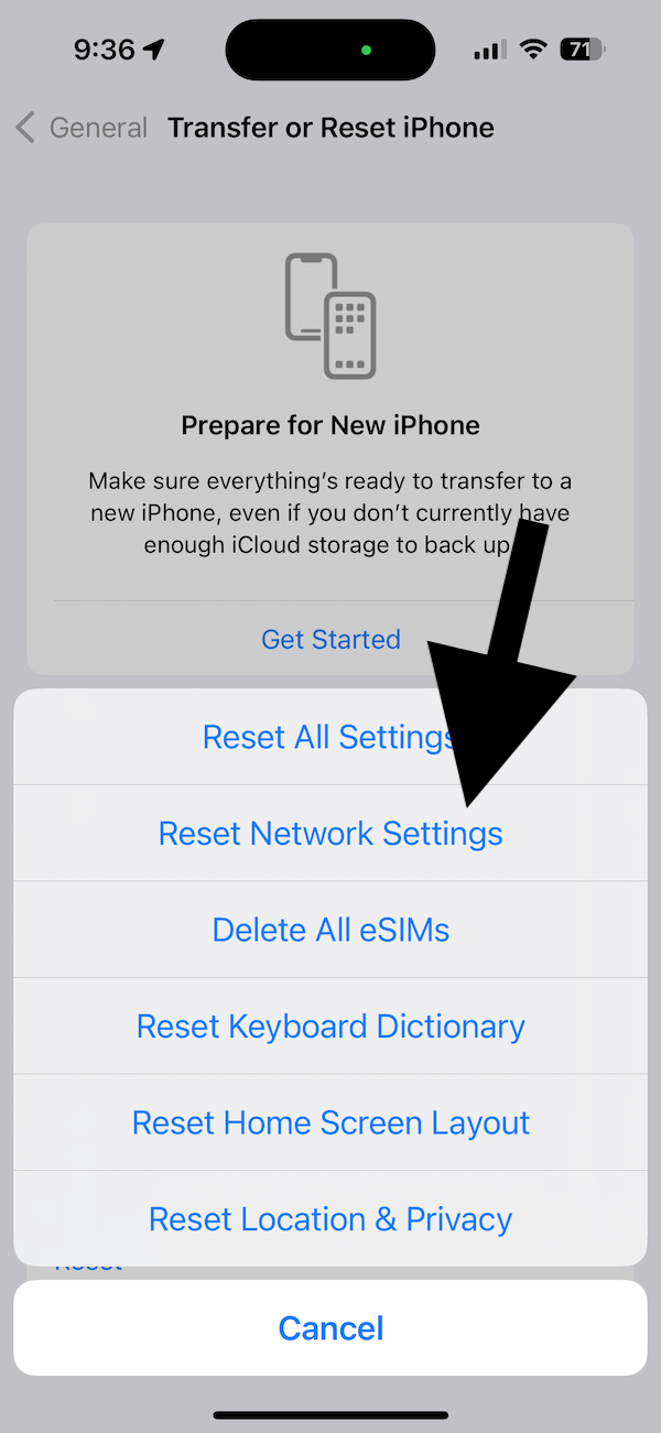 Reset Network Settings