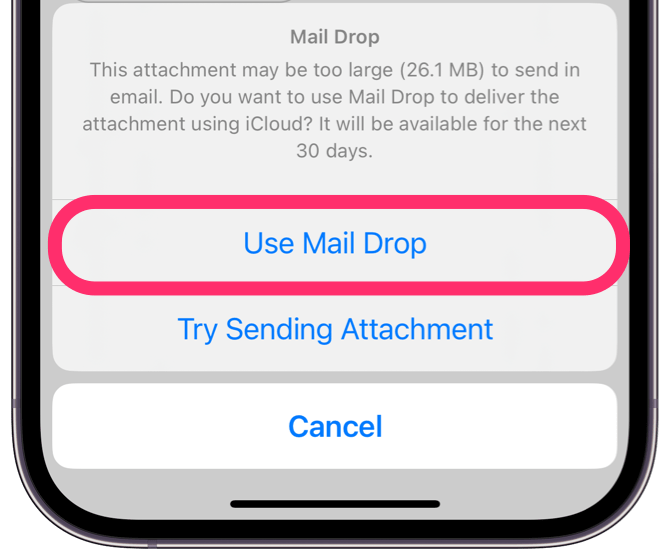 send using Mail Drop