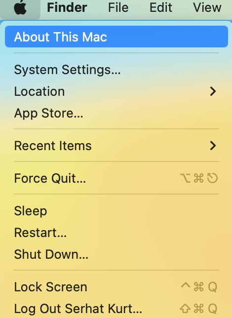 Apple menu and About This Mac screen