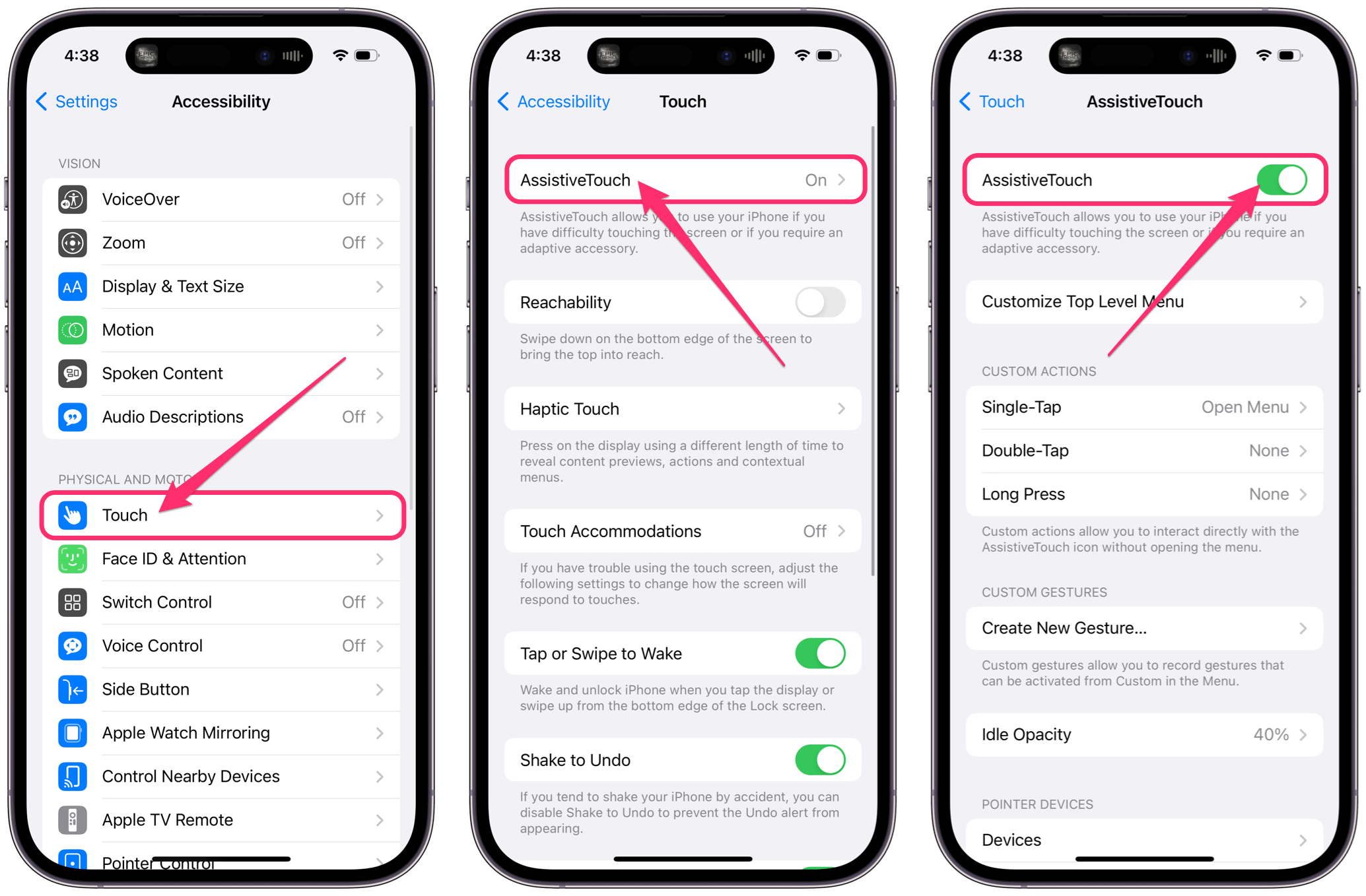 turn off AssistiveTouch (white dot) on iPhone
