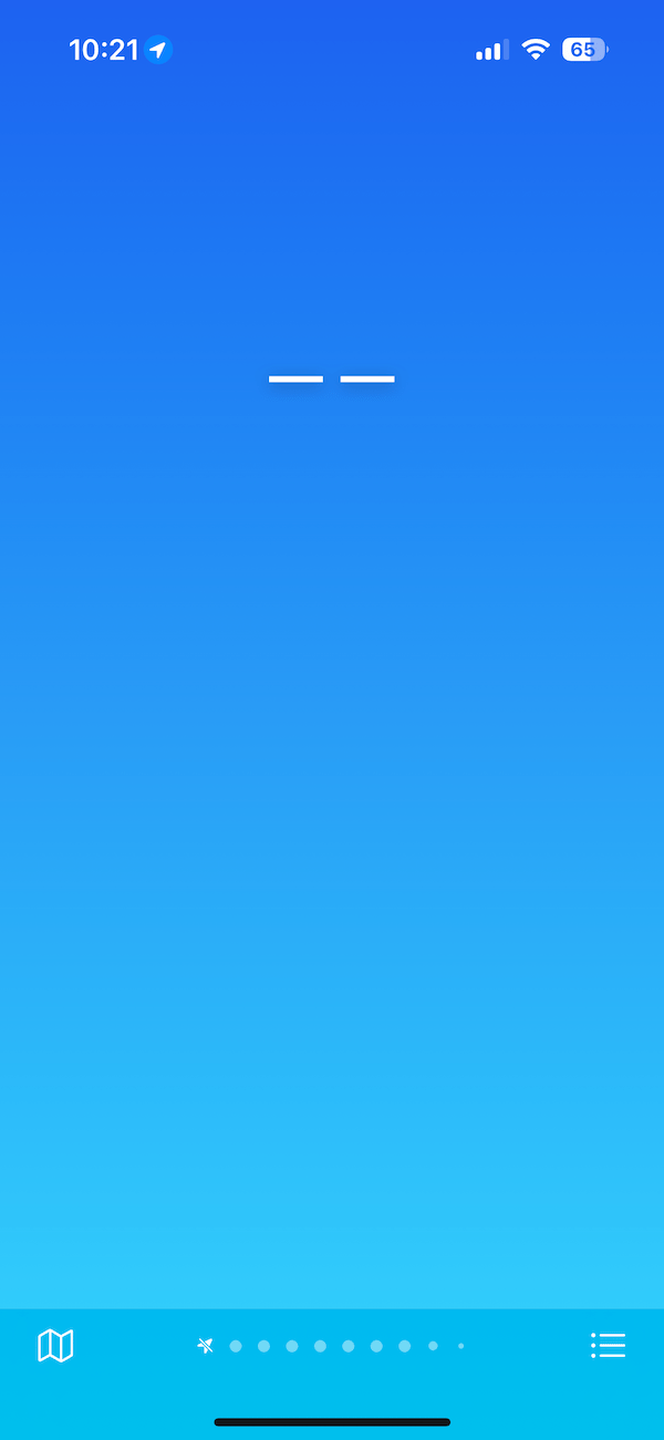 Weather app screen showing the blank and no location screen