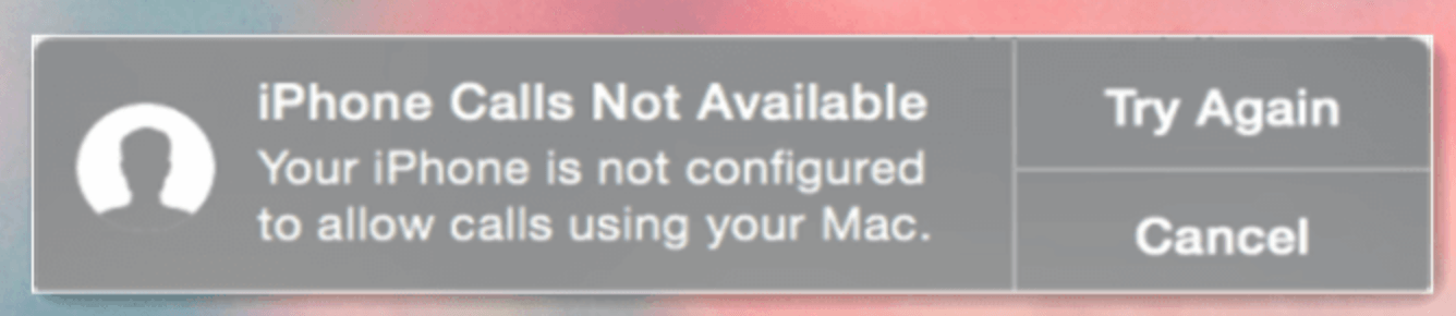 iPhone Calls Not Available error message