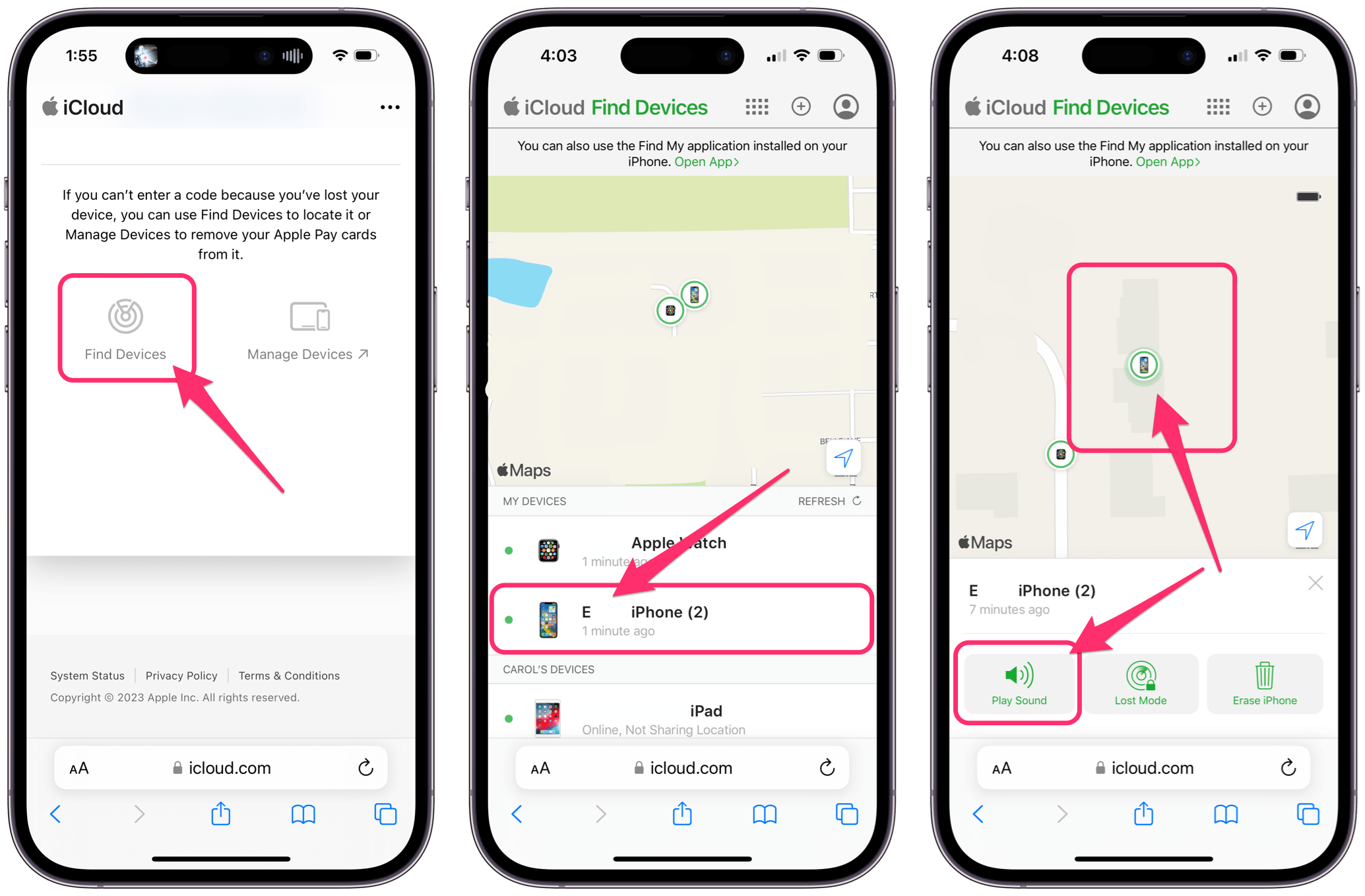 find devices your iPhone map