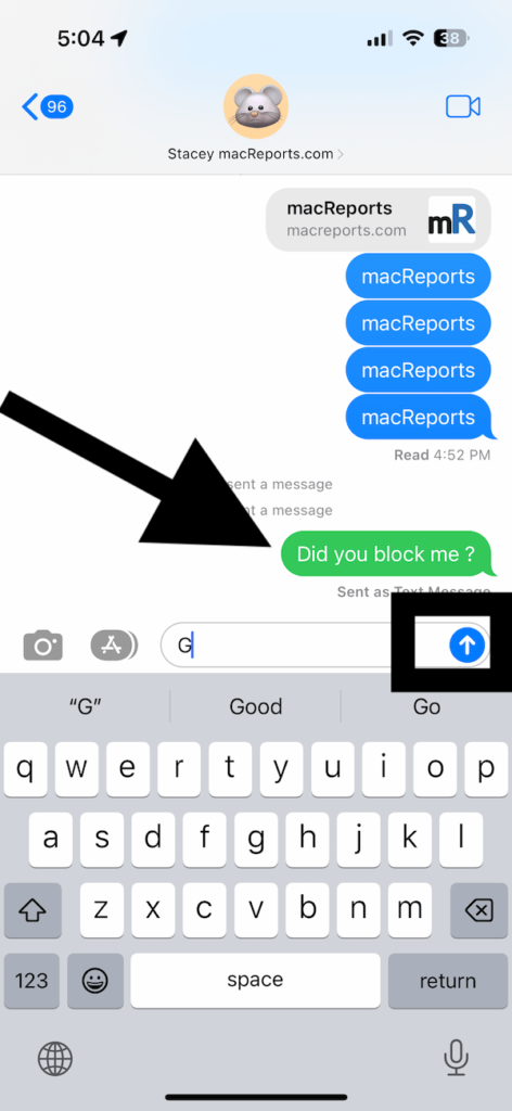 iphone blocked caller text message