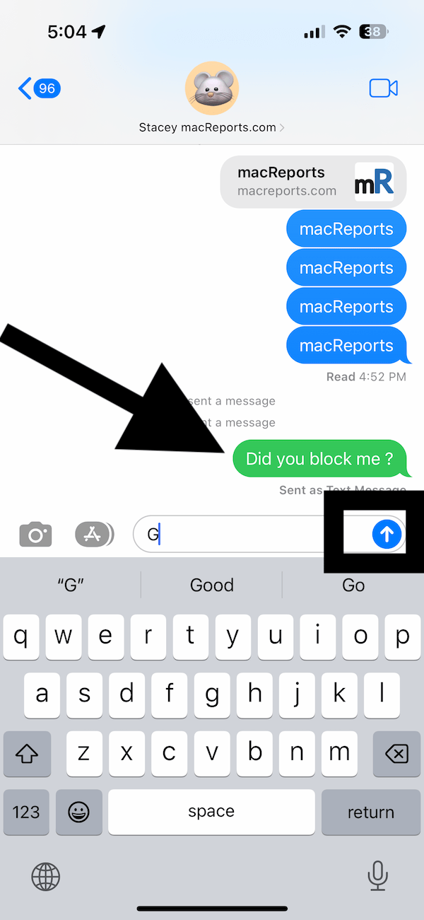 An image of the Messages app showing text in blue and green bubbles