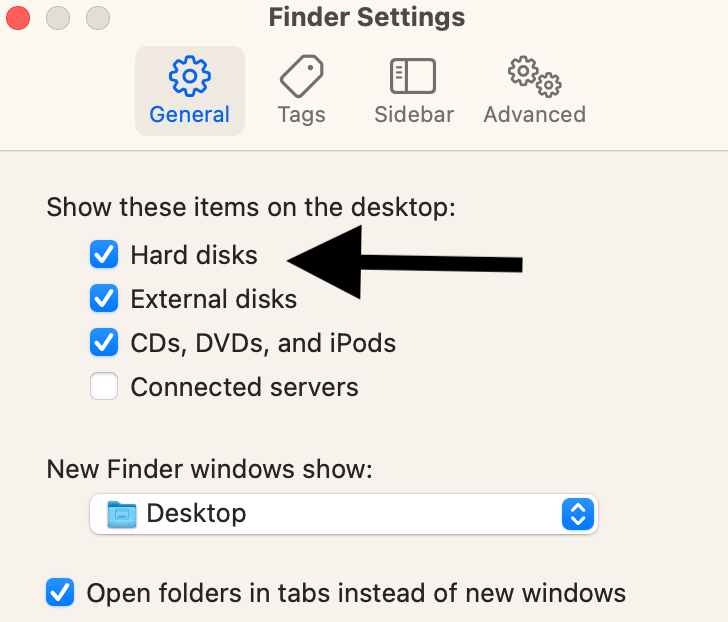 Macintosh HD volumes in Finder settings
