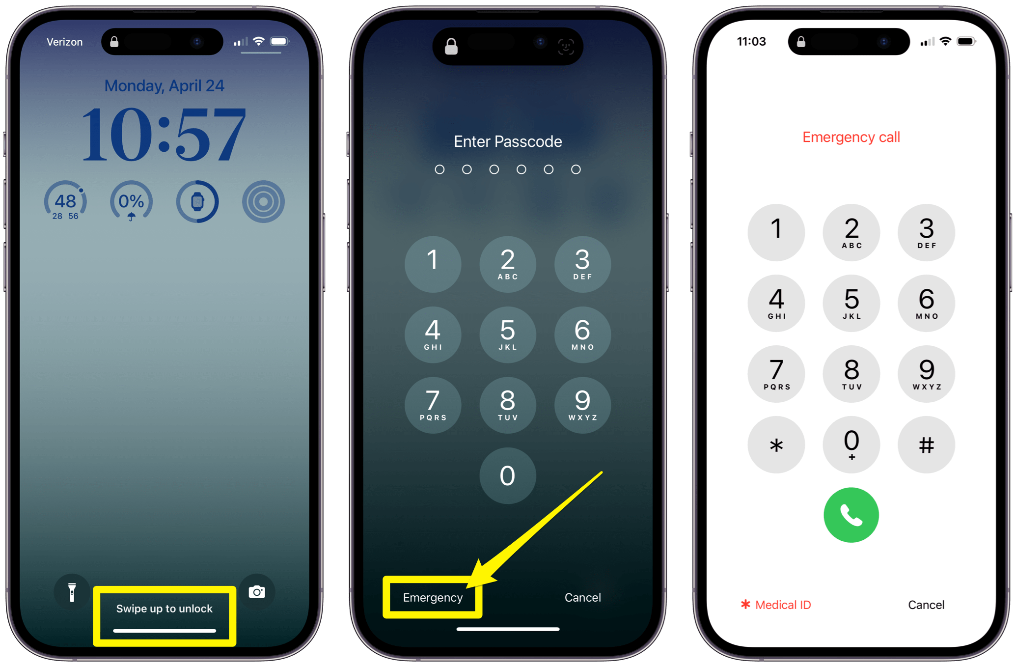 access emergency from iPhone Lock Screen
