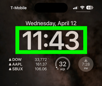 A screenshot showing the lock screen time font