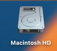 A screenshot showing the Macintosh HD hard drive