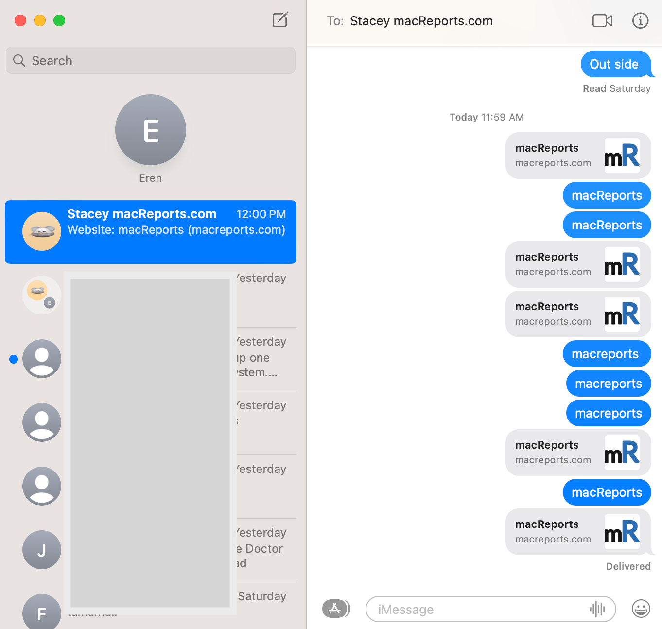 Selected message conversation to print