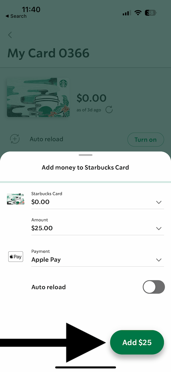 Starbucks Apple Pay option 