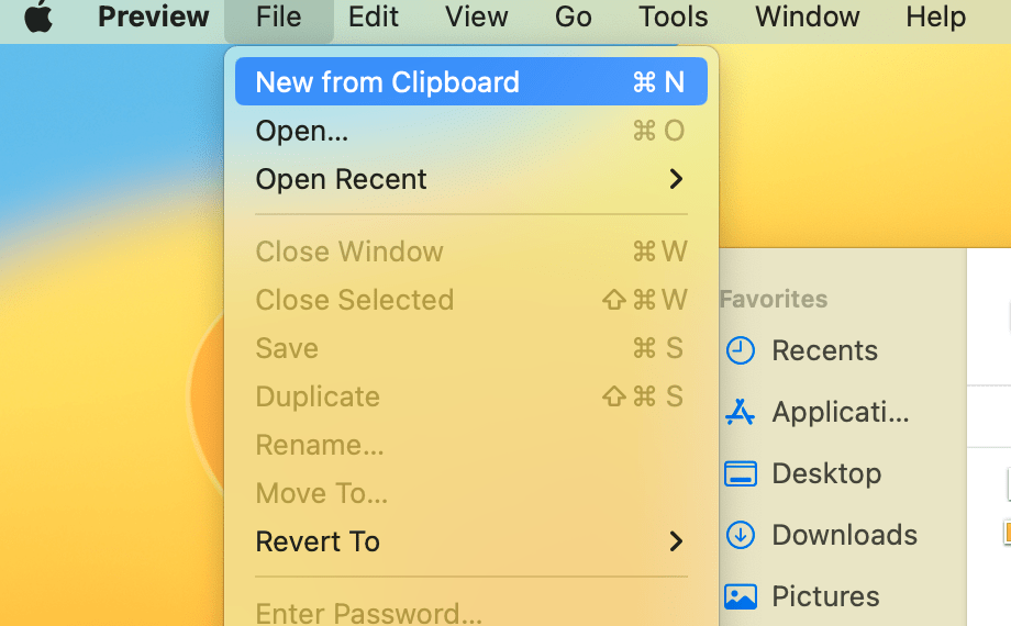 New from Clipboard in Preview