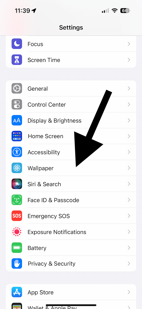 Settings and Wallpaper on iPhone