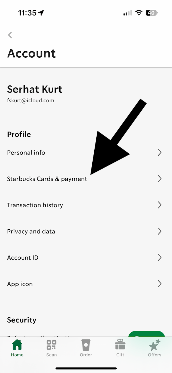 Starbucks Cards and payment options