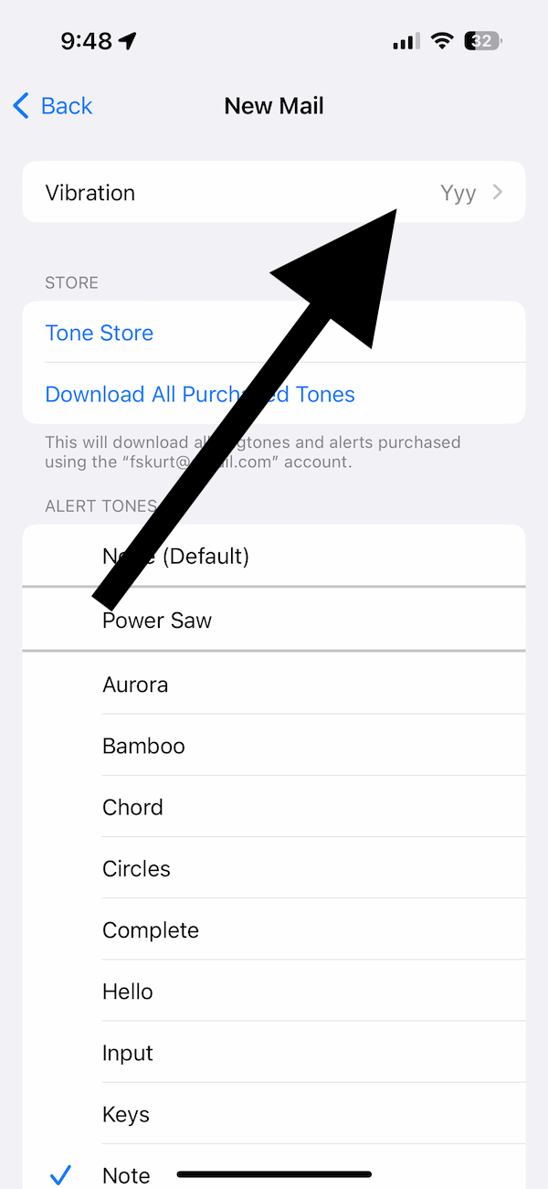 Vibration settings on iPhone