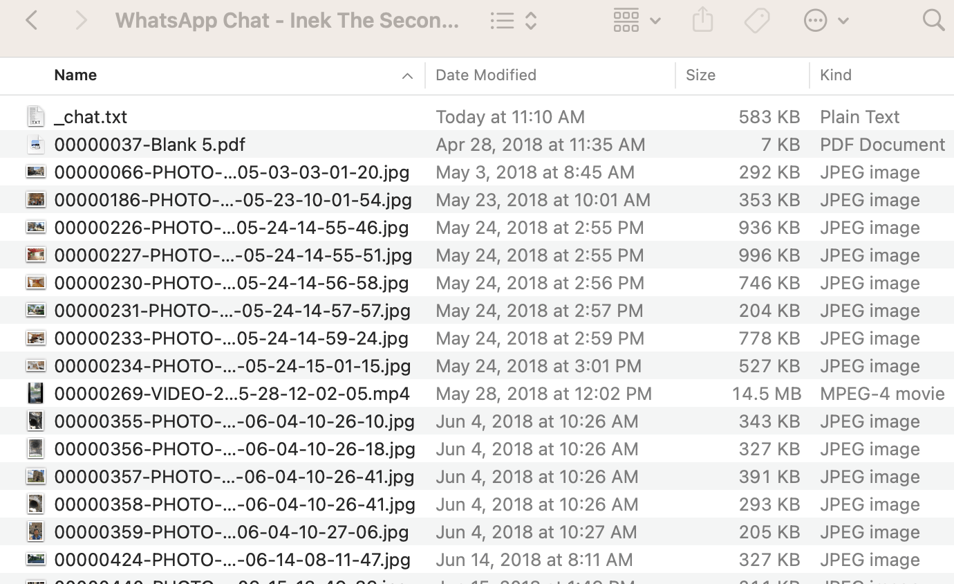 WhatsApp media files in zip file