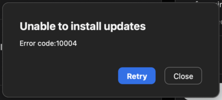 Zoom Says Unable to Install Updates Error Code 10004, Fix